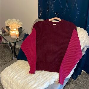 Women's Burgundy and Pink Sweater